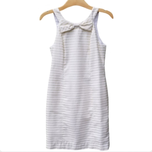 Lilly Pulitzer Henley Dress NWT Size 6 White Gold Metallic Stripes Bow - Picture 8 of 14